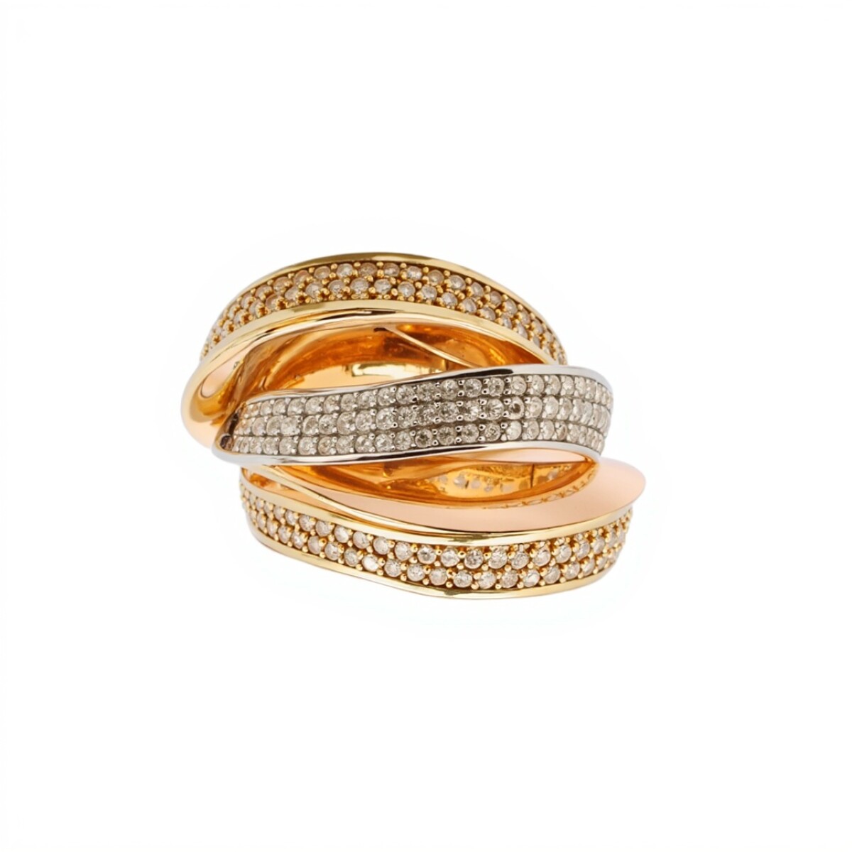 Anillo Tiras -Oro bajo-Piedra Zirconia-AN8215 - sinpiedra 