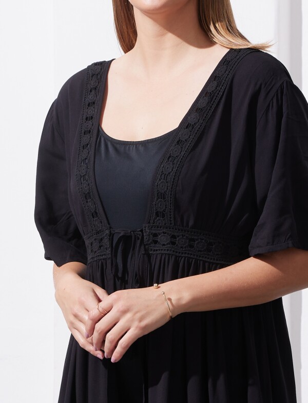 Kaftan Broderie NEGRO