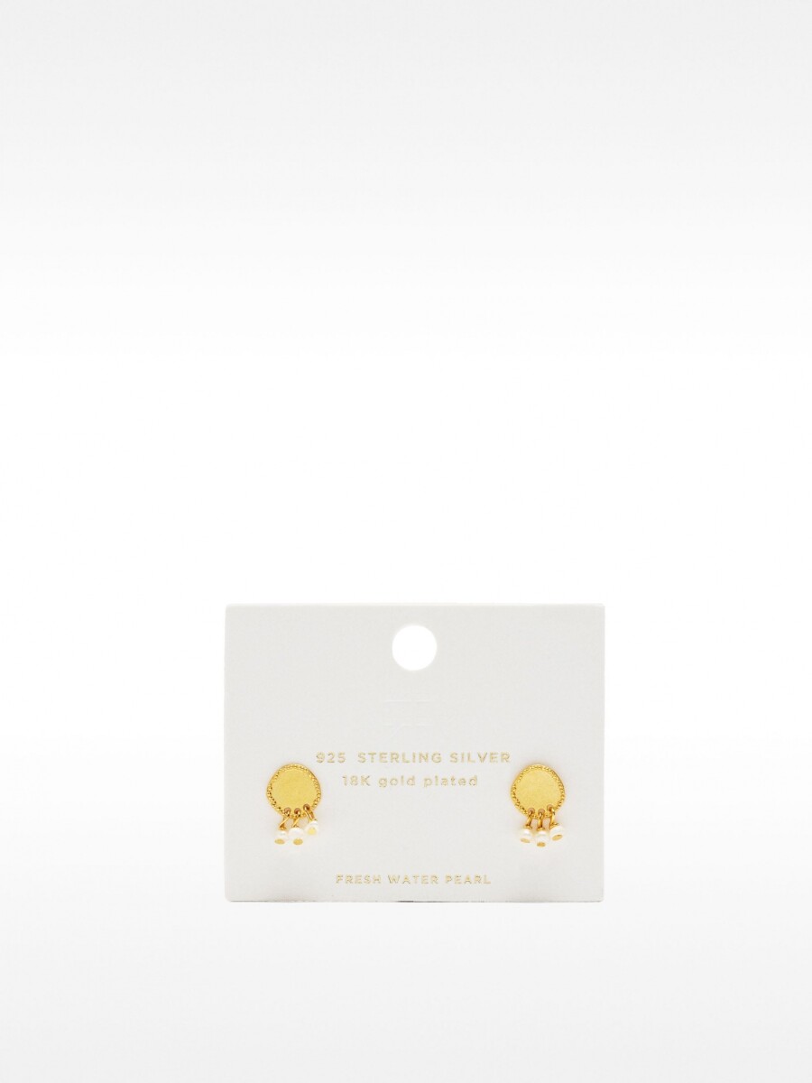 Pendientes Cortos Con Perlas De Agua Dulce - Plata De Ley 925 dorado