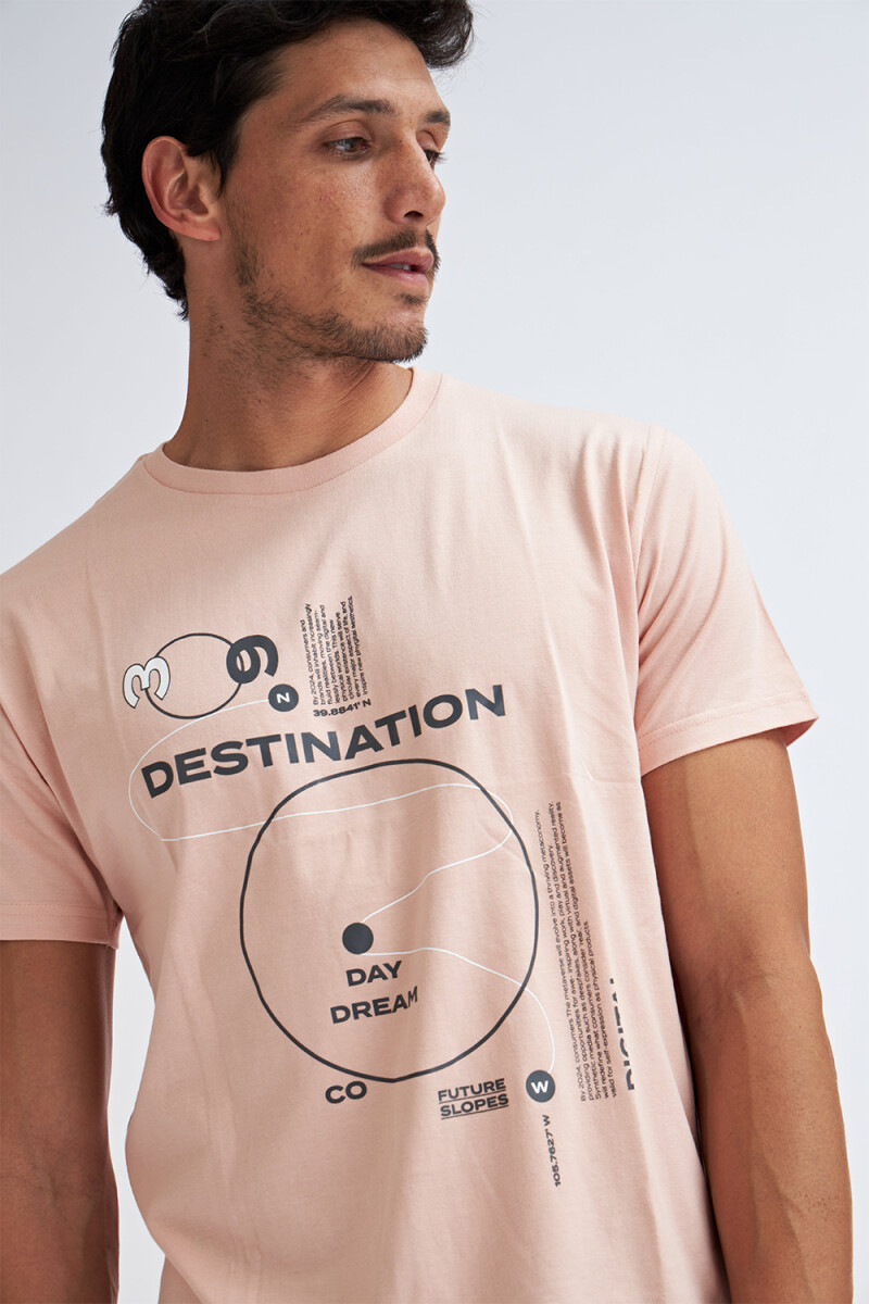 Camiseta manga corta estampada Rosa