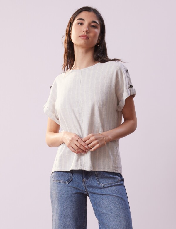 Blusa Lino Botones MULTI/CRUDO