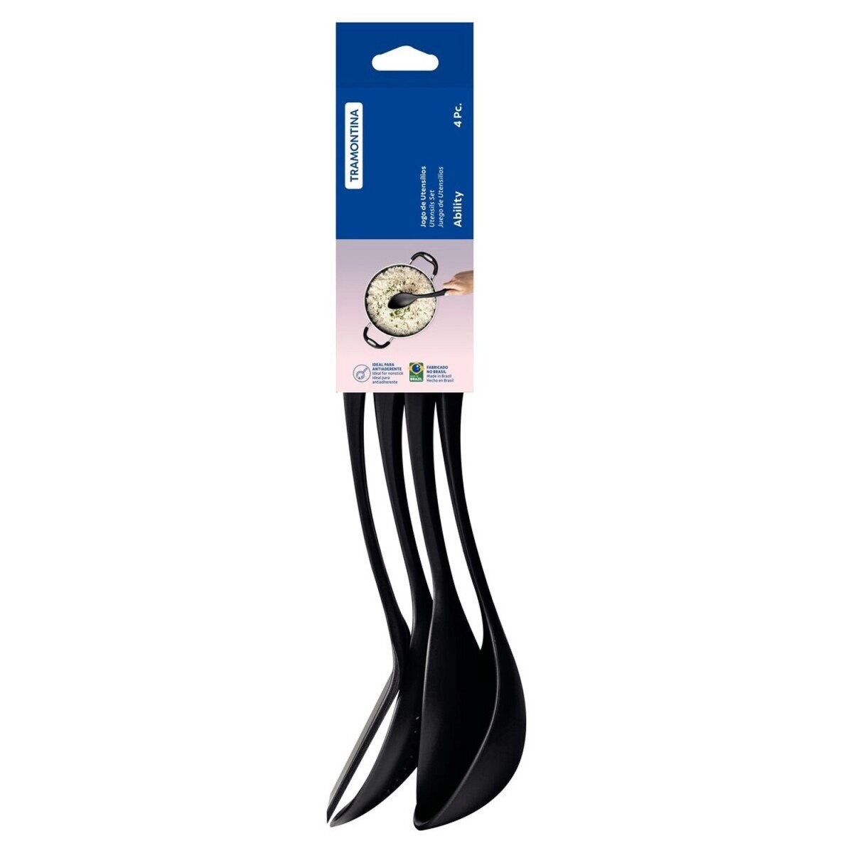 Juego de 4 Utensilios de Cocina Tramontina Ability Negro 