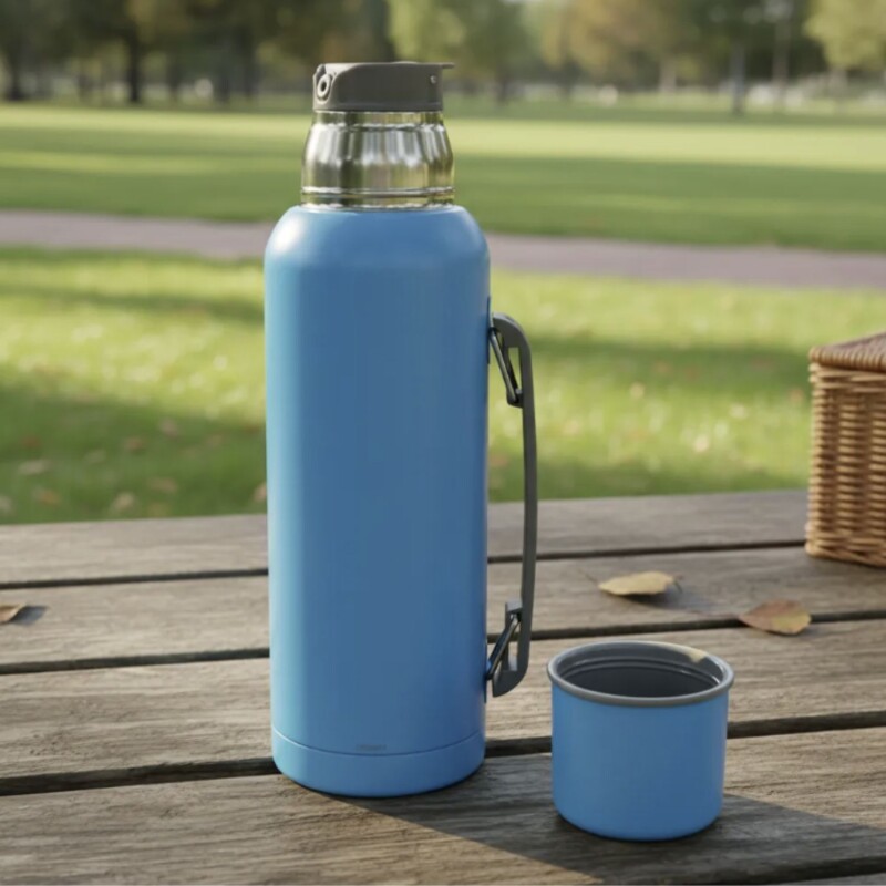 Termo en acero inox con Manija de 1 lt Celeste