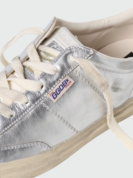 Golden Goose-Championes de cuero acordonados, Soul star Plateado