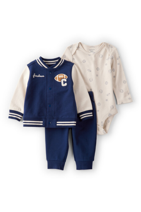 Set tres piezas de algodón, campera, pantalón y body Sin color