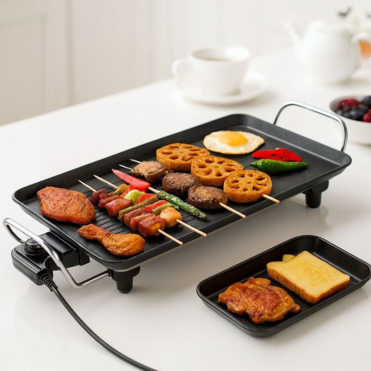 PLANCHA PARRILLA GRILL ELECTRICA 1360W NEGRO