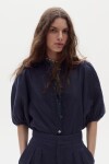 Camisa Bubble en Lino Navy