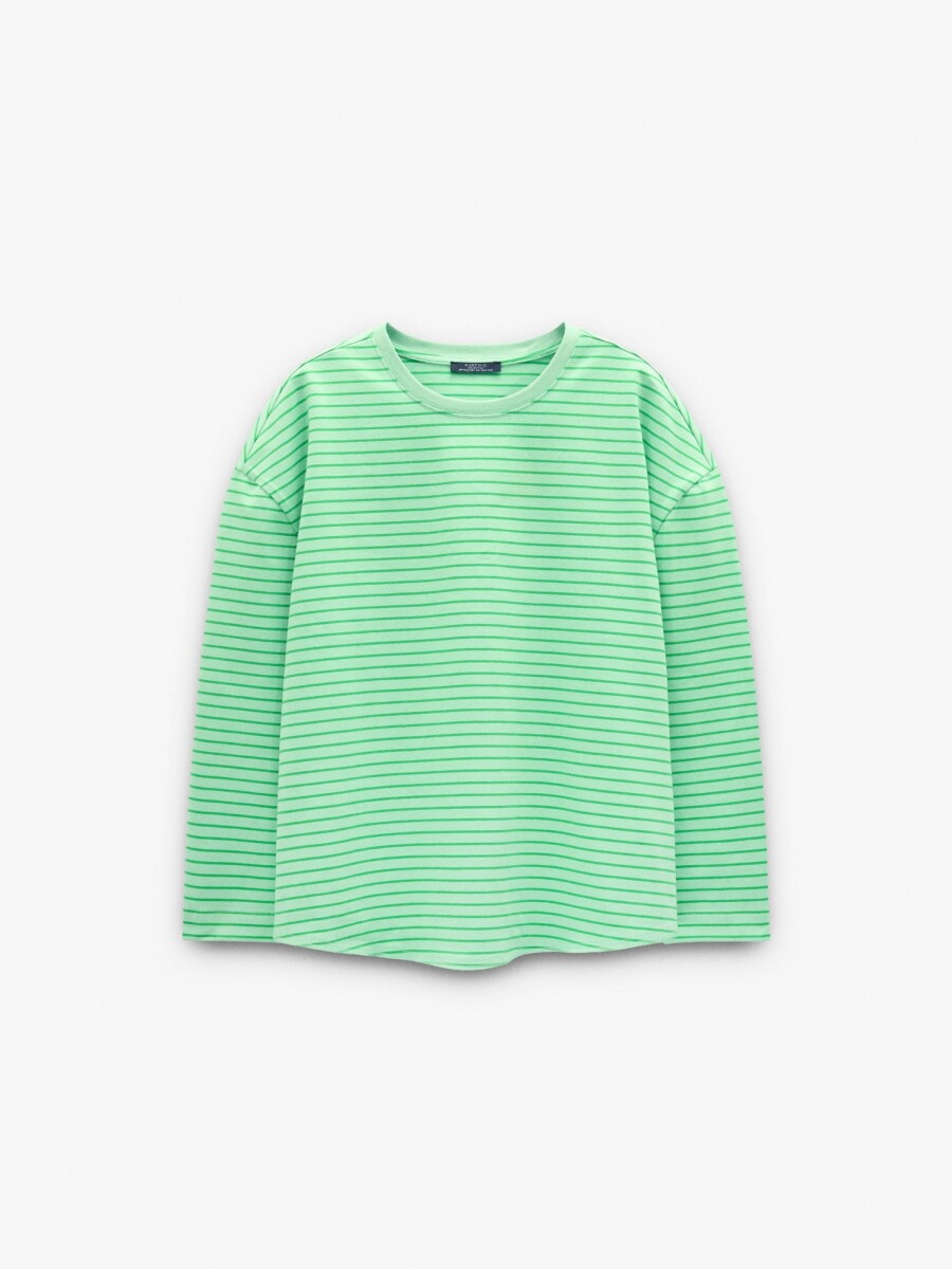 Camiseta A Rayas 100% Algodón verde