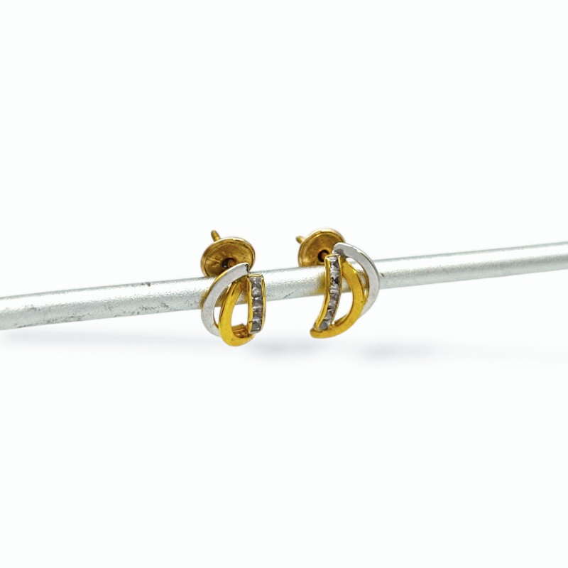 Caravanas Elegantes de oro - Oro bajo - Zirconia - CA8134 conpiedra