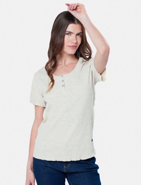 REMERA RIB CON BOTONES Beige