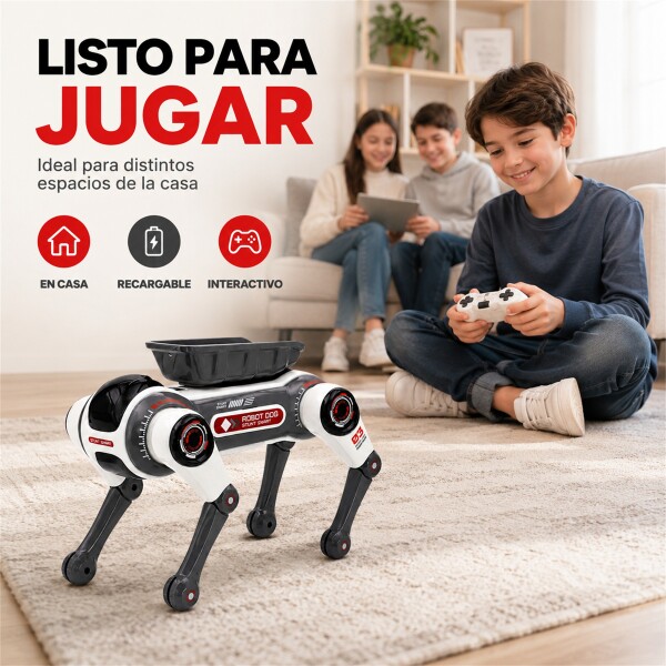 Perro Robot Inteligente con Control Remoto, Luces y Sonido GRIS
