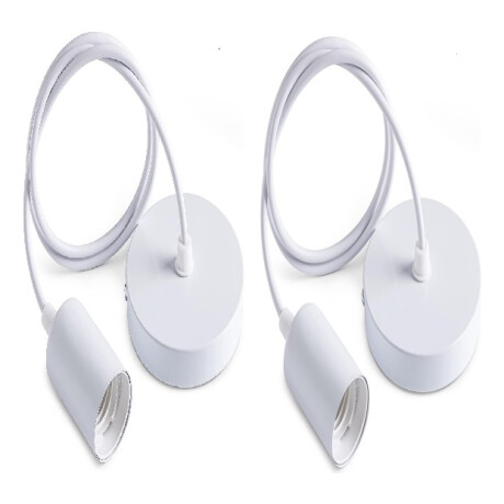 Pack X 2 Lampara Colgante Portalamparas Metal Vintage Blanco