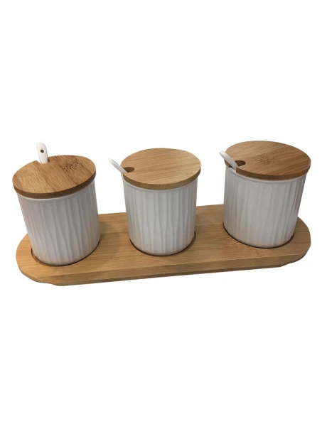 SET X3 FRASCOS 150ML CERAM/MADER AZUL/BCO. 8.5x8.5CM SET X3 FRASCOS 150ML CERAM/MADER AZUL/BCO. 8.5x8.5CM