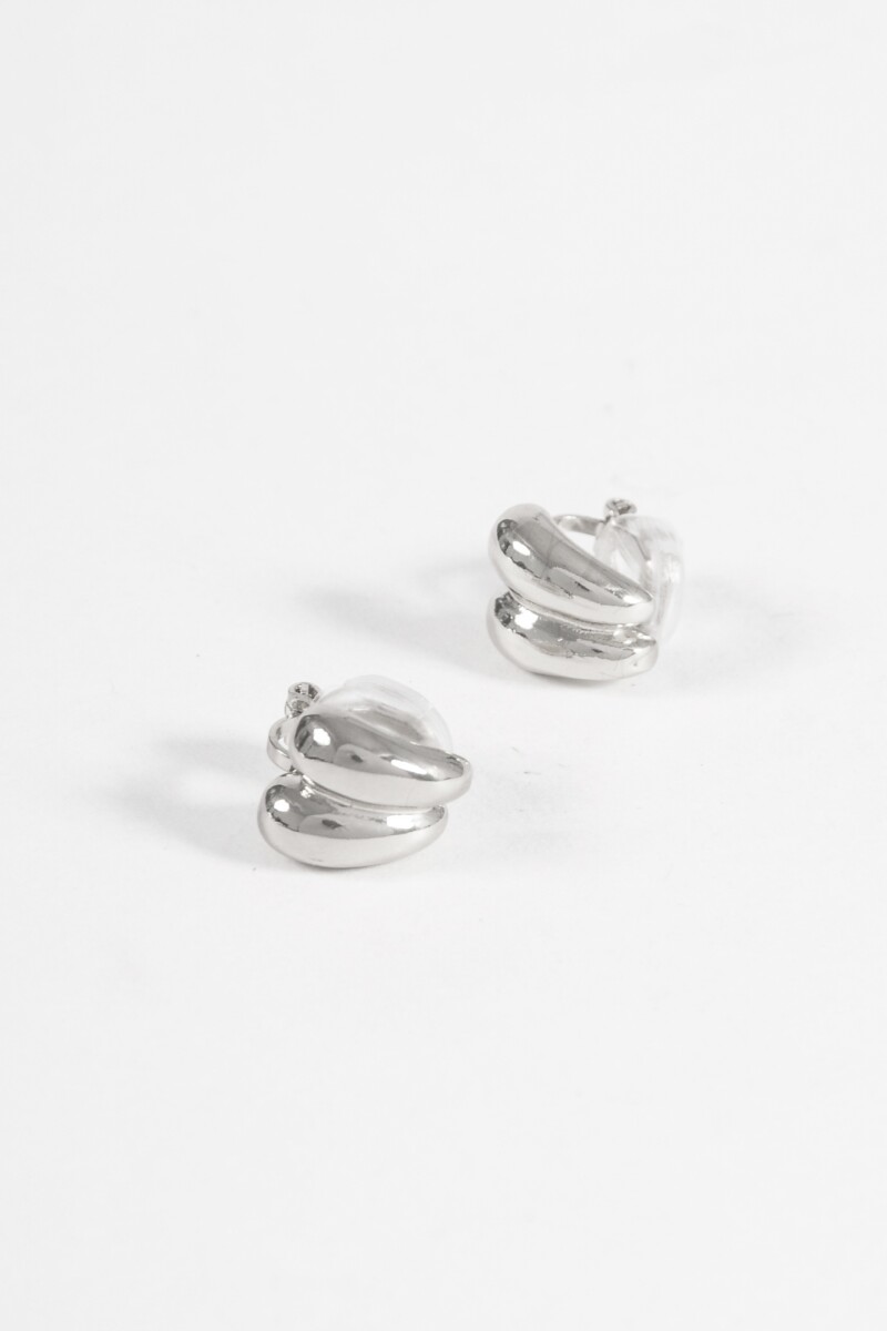 Caravanas clip doble gota plateado