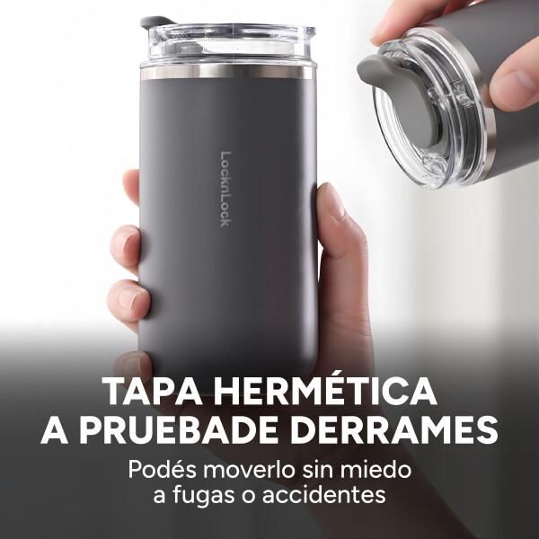 Vaso Termico Acero Inoxidable Hermetico Tapa Aislante 350ml Color Gris