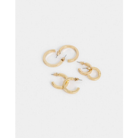 Set De Argollas Bañadas En Oro Dorado