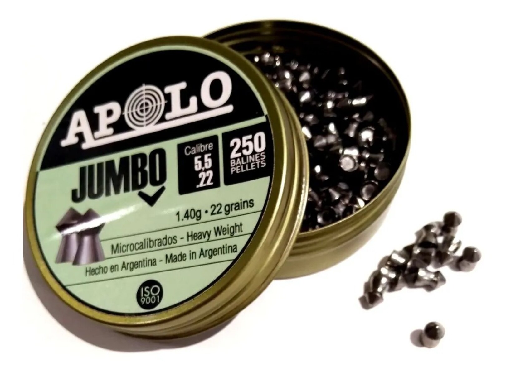 Chumbos Apolo Jumbo 5,5mm 250 Unidades 22 Grains 