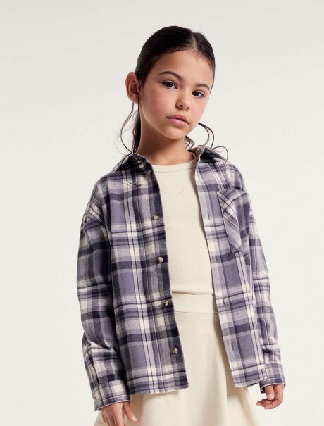 CAMISA DE FRANELA A CUADROS INFANTIL GRIS