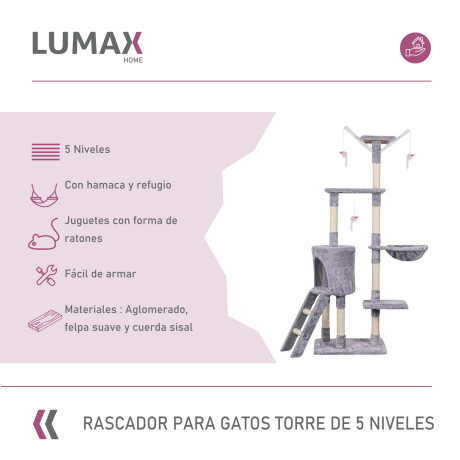 Rascador Para Gato Torre 5 Niveles Cama Nido Rascador Para Gato Torre 5 Niveles Cama Nido
