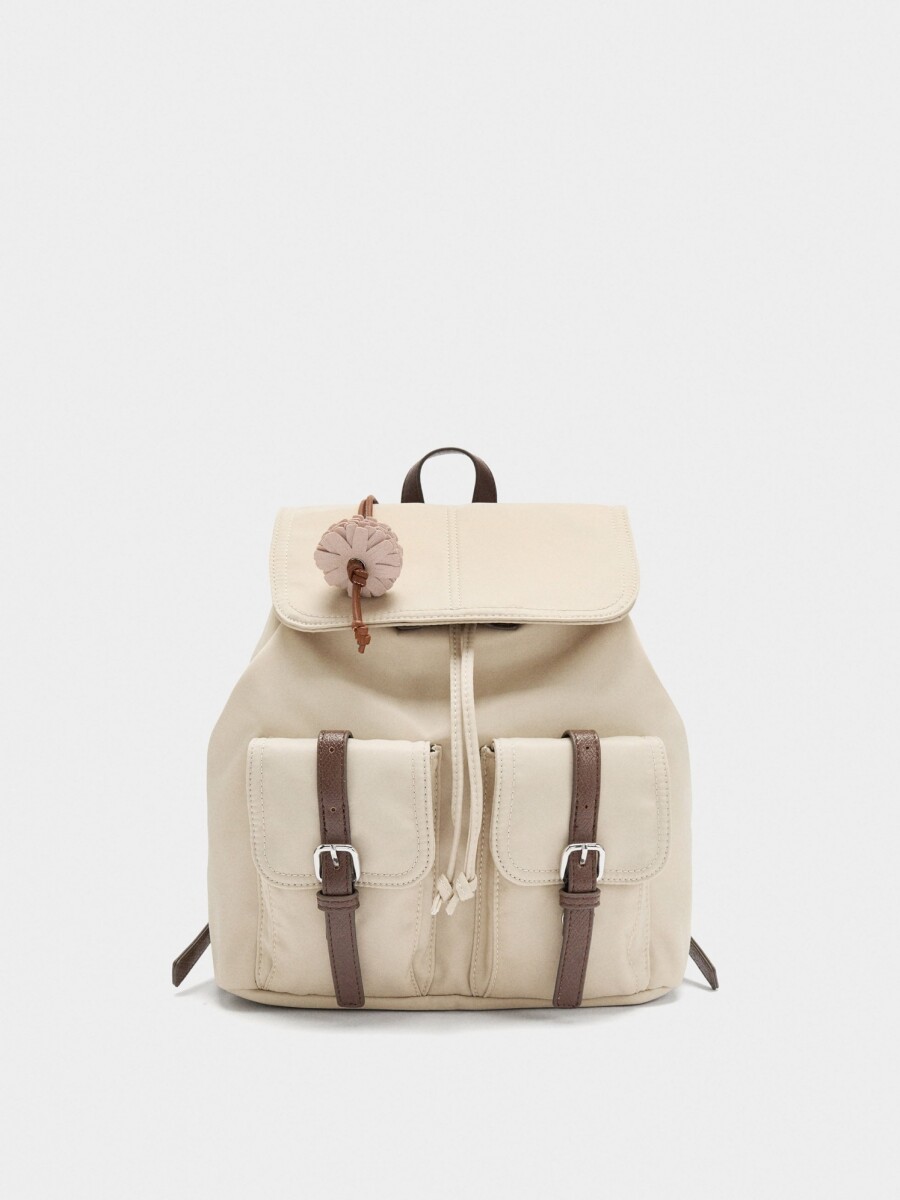 Mochila De Nylon Con Colgante taupe