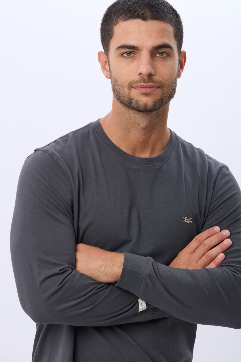 REMERA LISA DE ALGODÓN - Gris Oscuro 