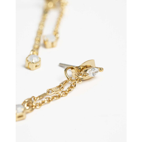 Aros Largos Con Cubic Zirconia Dorado
