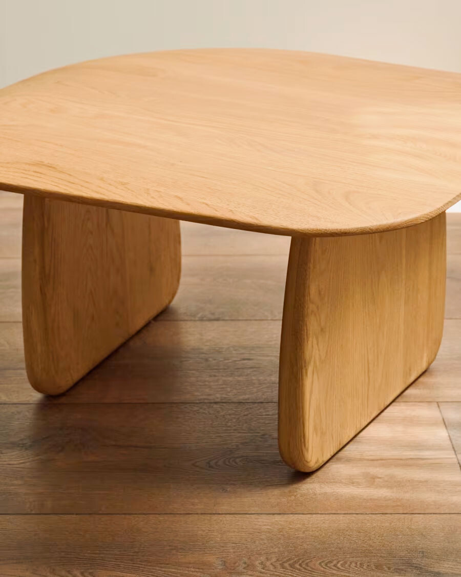 Mesa auxiliar Pirita de madera maciza de roble con acabado natural 70,6 x 70 cm FSC 100%