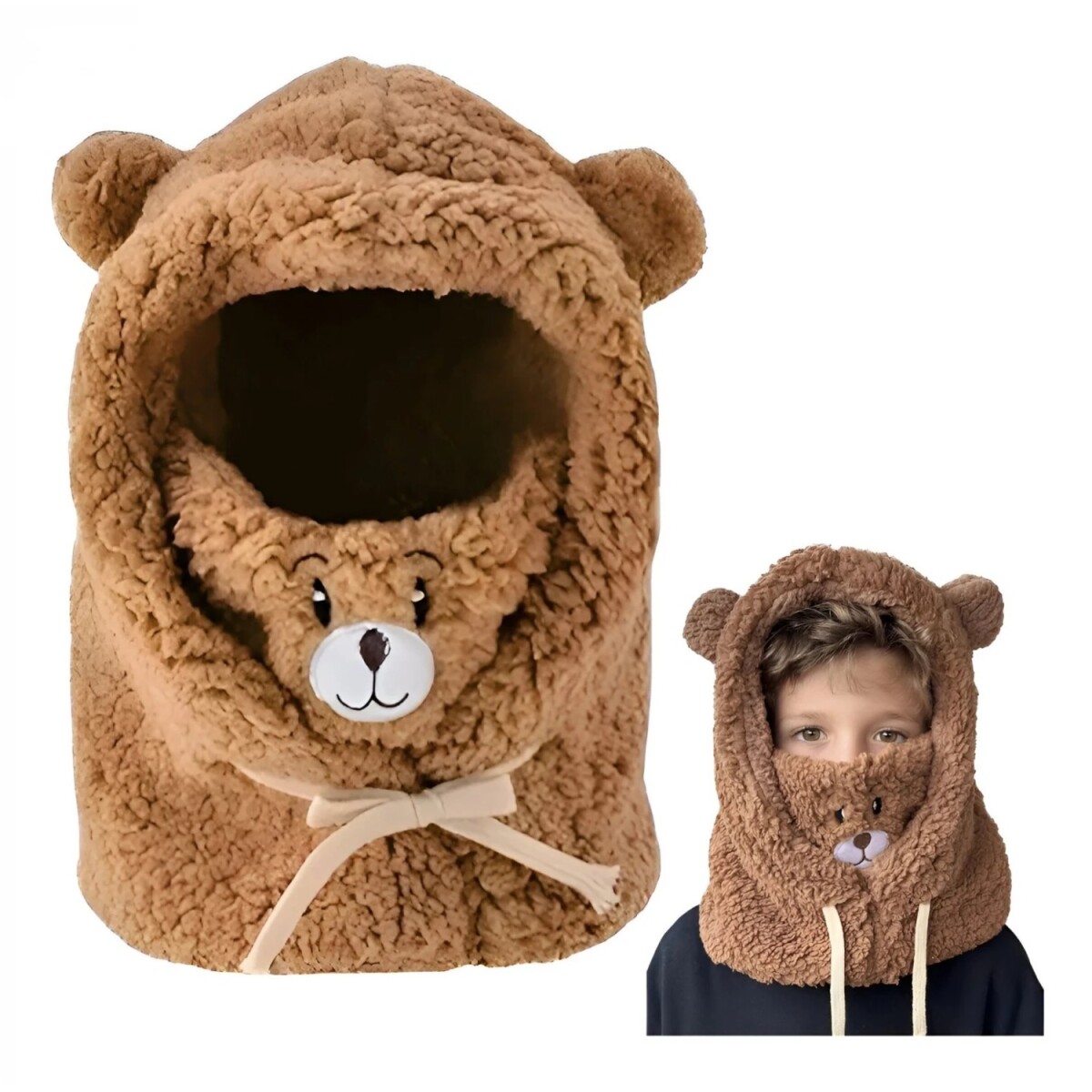 Gorro Pasa Montañas Corderito con Orejas - MARRON-OSCURO 