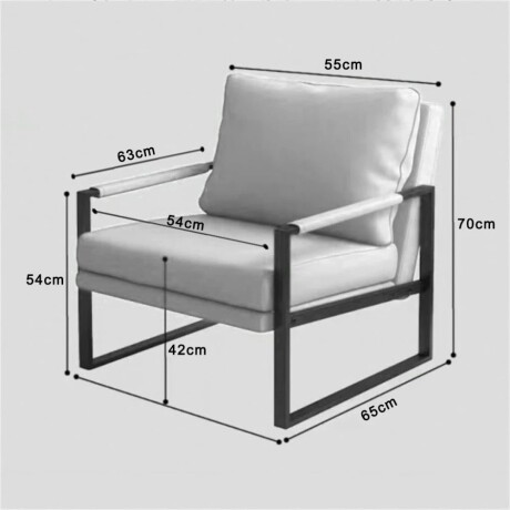 Sillón Poltrona Individual en Eco Cuero y metal Negro