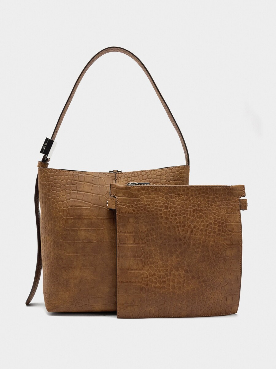 Bolso De Hombro Con Grabado Animal camel