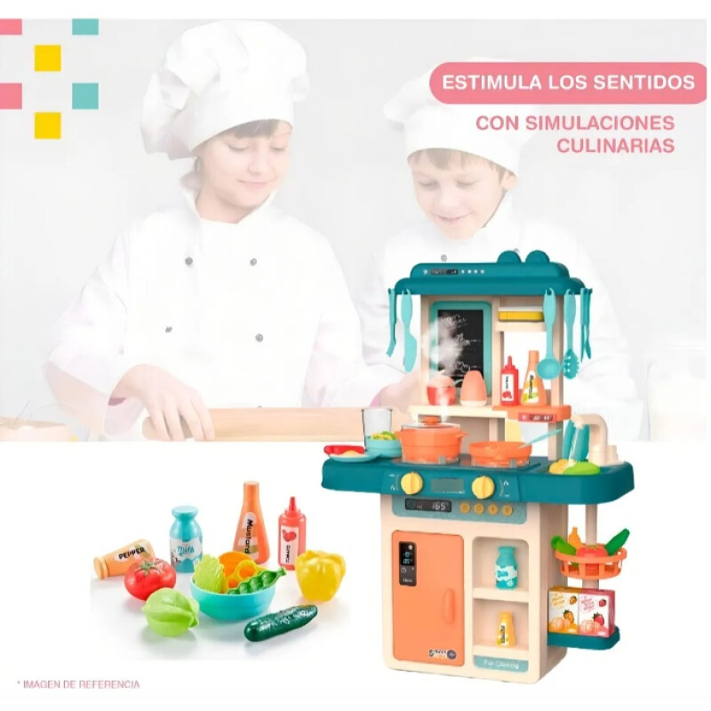 Cocina De Juguete Home Kitchen 2 En 1 Sonido Y Accesorios Multicolor