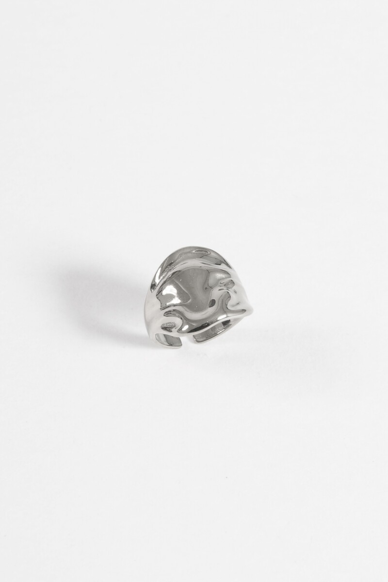 Anillo acero ajustable texture plateado
