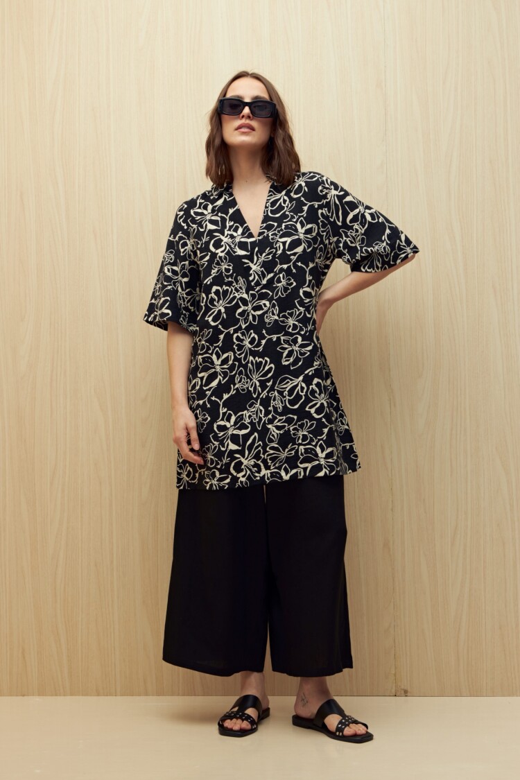 VESTIDO GIANA PRINTED Negro Florcitas