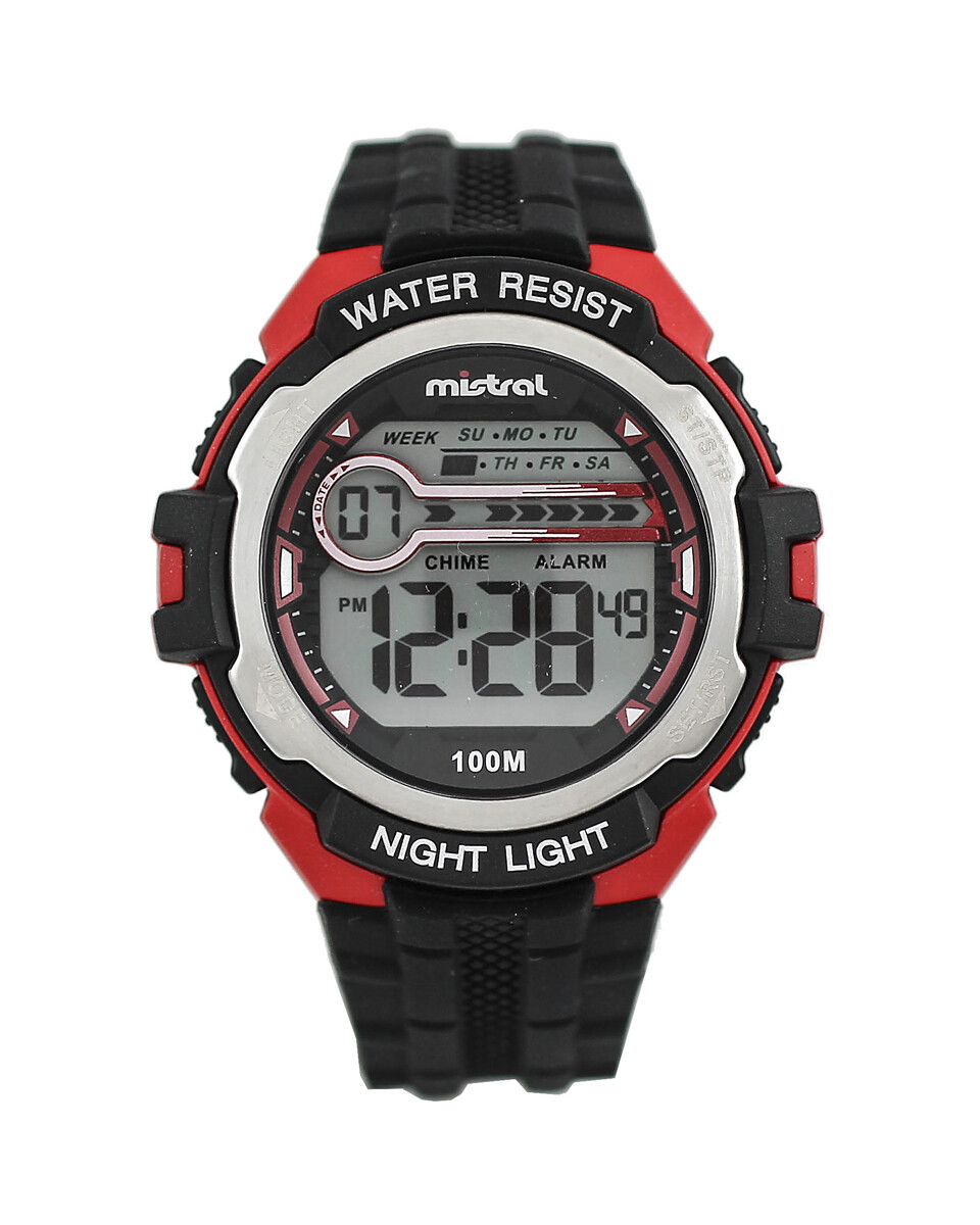 Reloj Mistral Deportivo Silicona Negro. "Producto sin caja" 