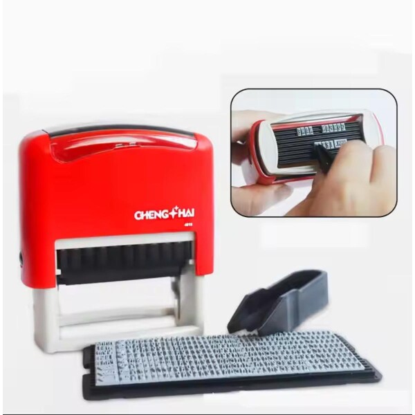 Kit Sello Personalizable Telas Objetos Ropa Textil Tinta Variante Color Rojo