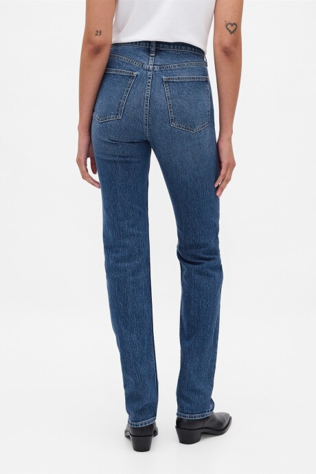 Jean 90S Straight Tiro Alto Mujer Medium Wash