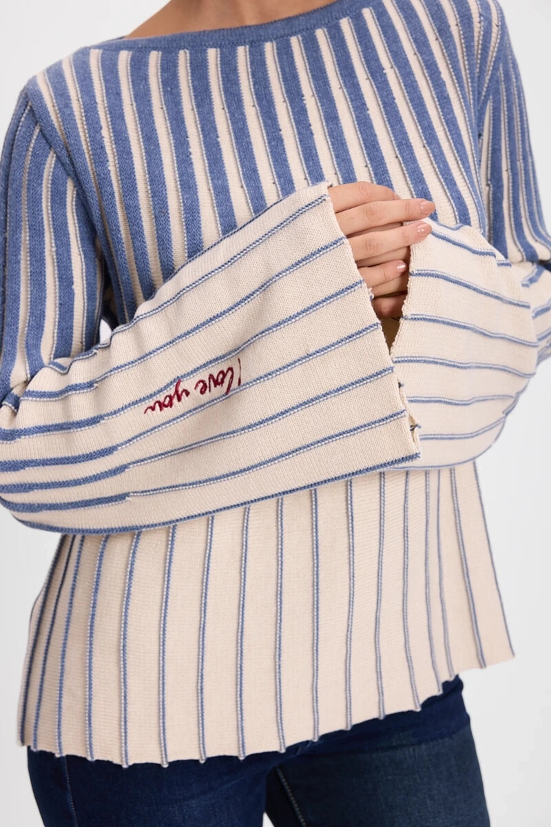 Sweater Love u - Crudo/Azul 