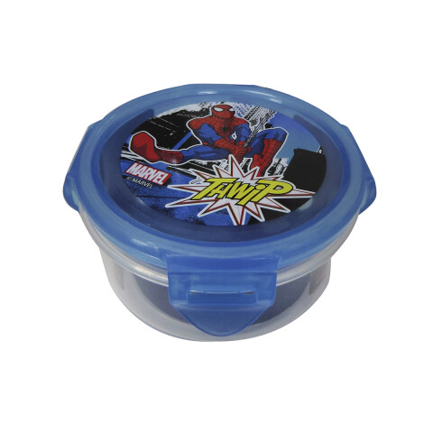 Pote Plástico Redondo con 4 Broches Spiderman 270 ml U