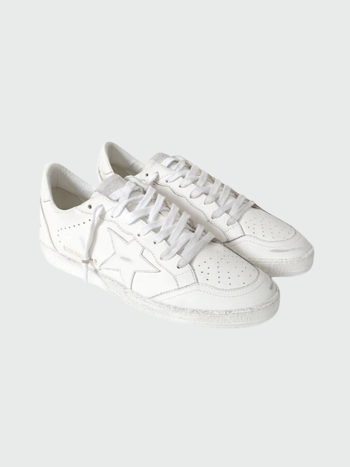 Golden Goose-Championes de cuero acordonados, Ball star Blanco