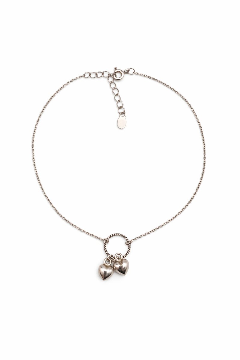 Tobillera force - Dije corazón - Plata 925 - sin piedra - TO3004 - sinpiedra 