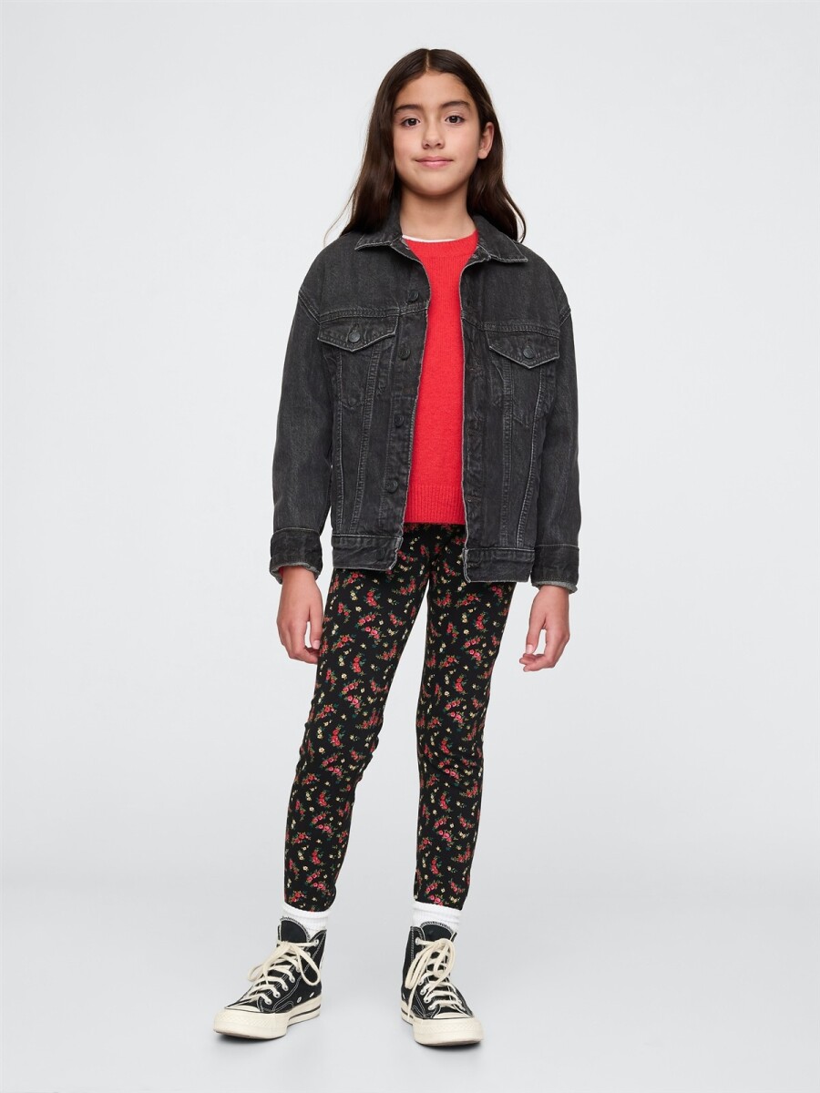 Calza Niña - Black Floral 