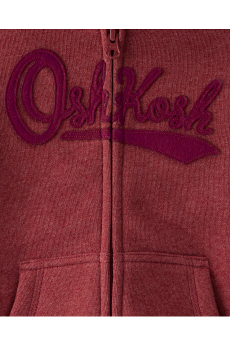 Campera de algodón con felpa, roja. Talles 2-5T Sin color