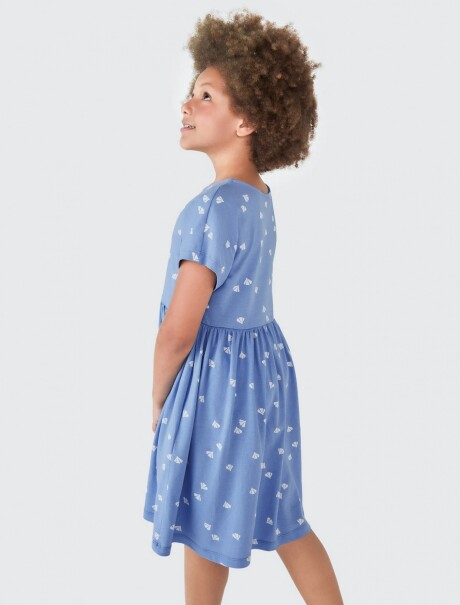 VESTIDO CORTO INFANTIL ESTAMPADO CELESTE