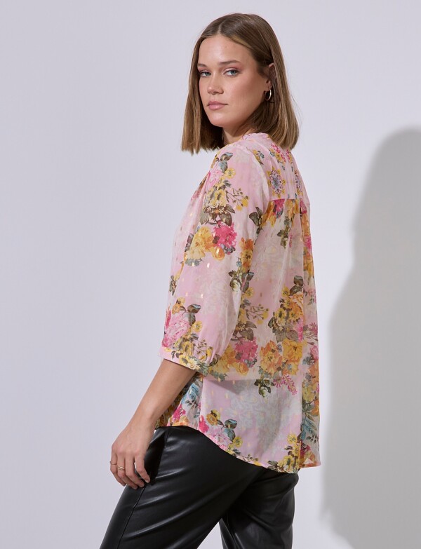 Blusa Gasa Lurex ROSA/MULTI