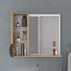 Mueble de baño suspendido Crystal Roble 56 cm Bacha de resina natural y espejo con botiquín Mueble De Baño Suspendido Crystal Roble 56 Cm Bacha De Resina Natural Y Espejo Con Botiquín