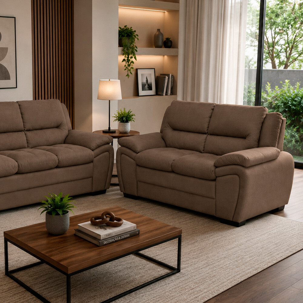 SOFÁ MODELO GEORGIA 2 LUGARES COLOR LISO MARRON REF.8290 Sofá Modelo Georgia 2 Lugares Color Liso Marron Ref.8290