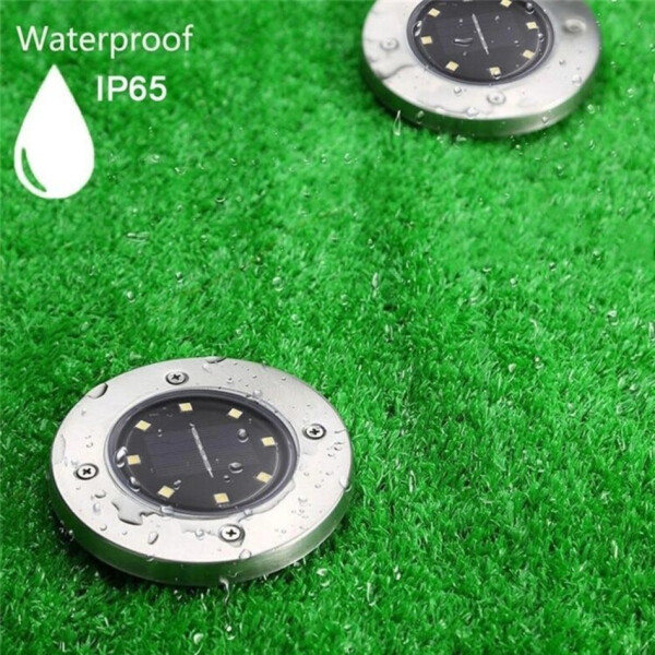 Foco Luz Solar Para Jardín Piso Embutir A Batería 8 Led A Variante Color Luz Cálida