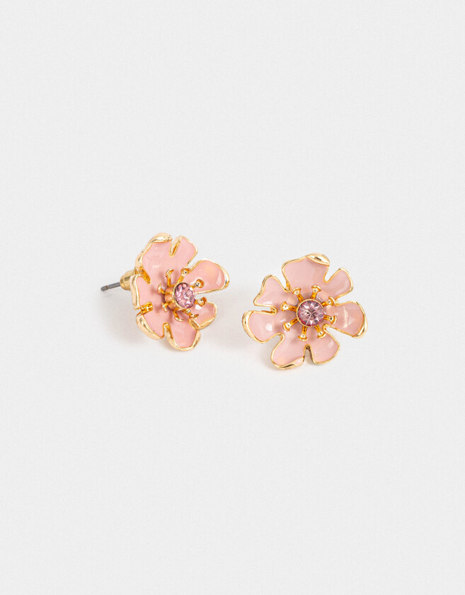 Aros Pasantes Con flores Aros Pasantes Flor Esmaltada - Dorado