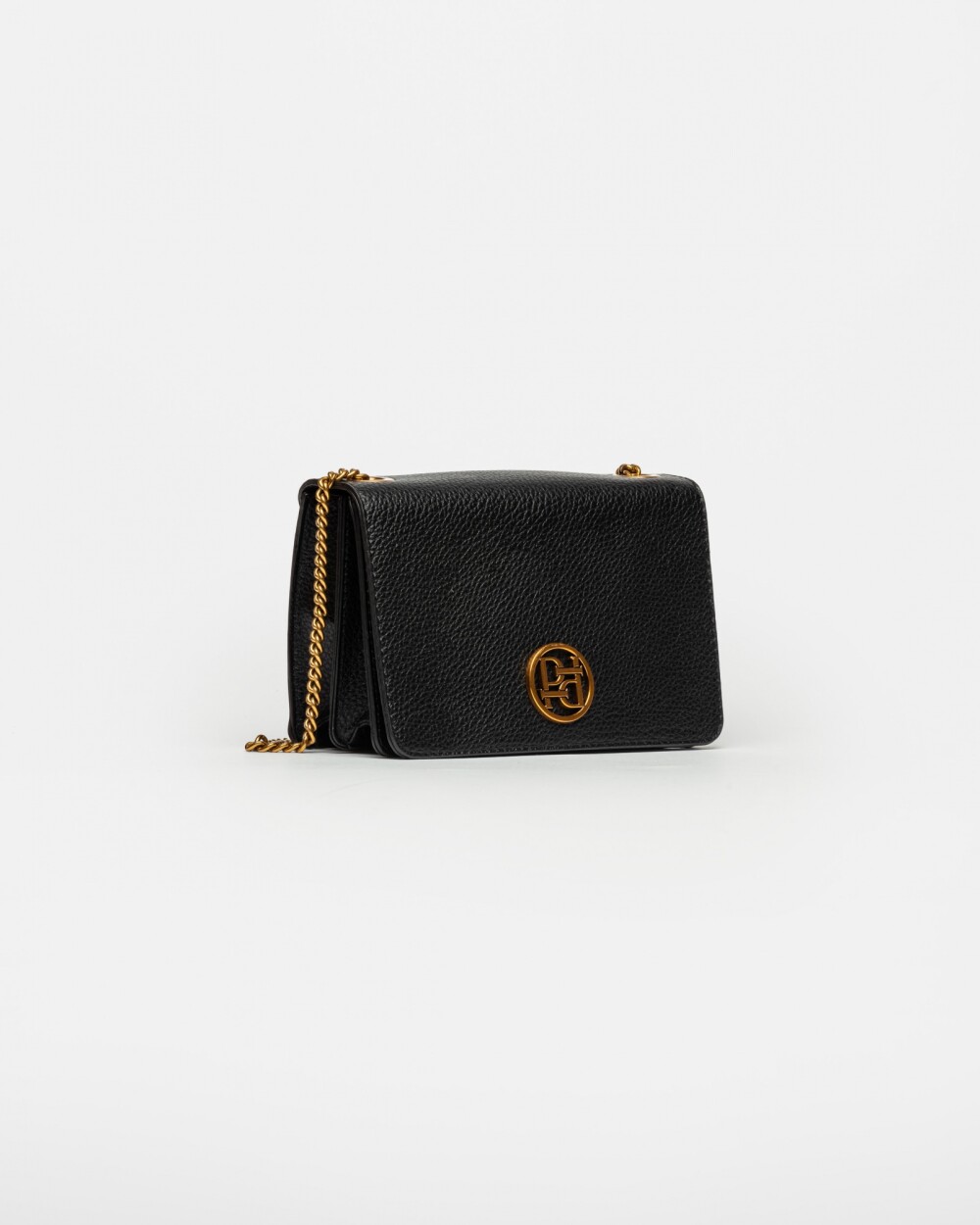 Bandolera Lola En Efecto Cuero Graneado Negro