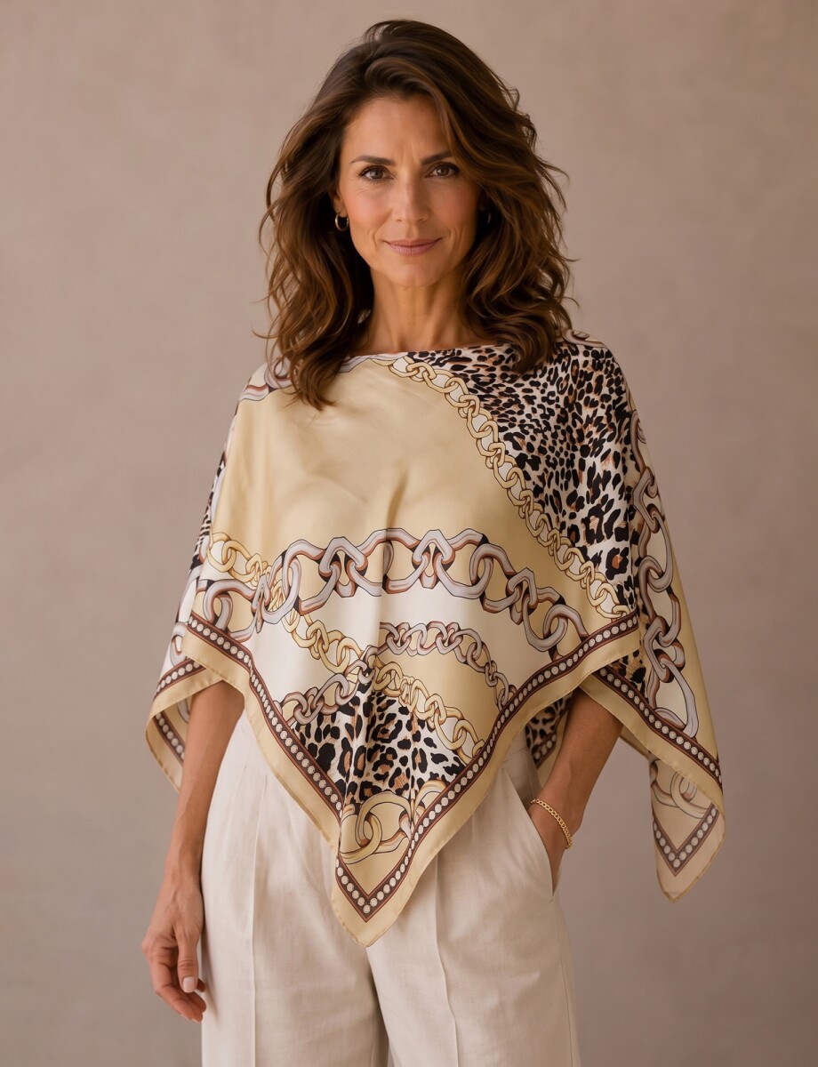 Poncho Saten Cadenas - Beige/multi 